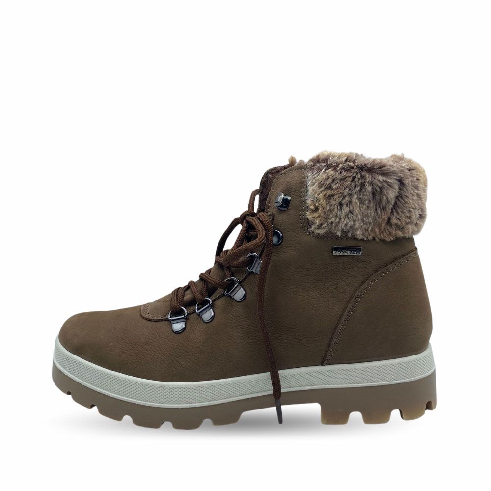 Botas de serraje color camel con cordones y pelo interior de Imac para mujer.