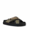 Sandalias cruzadas rafia negra y dorada de la nueva colección de Mou.
