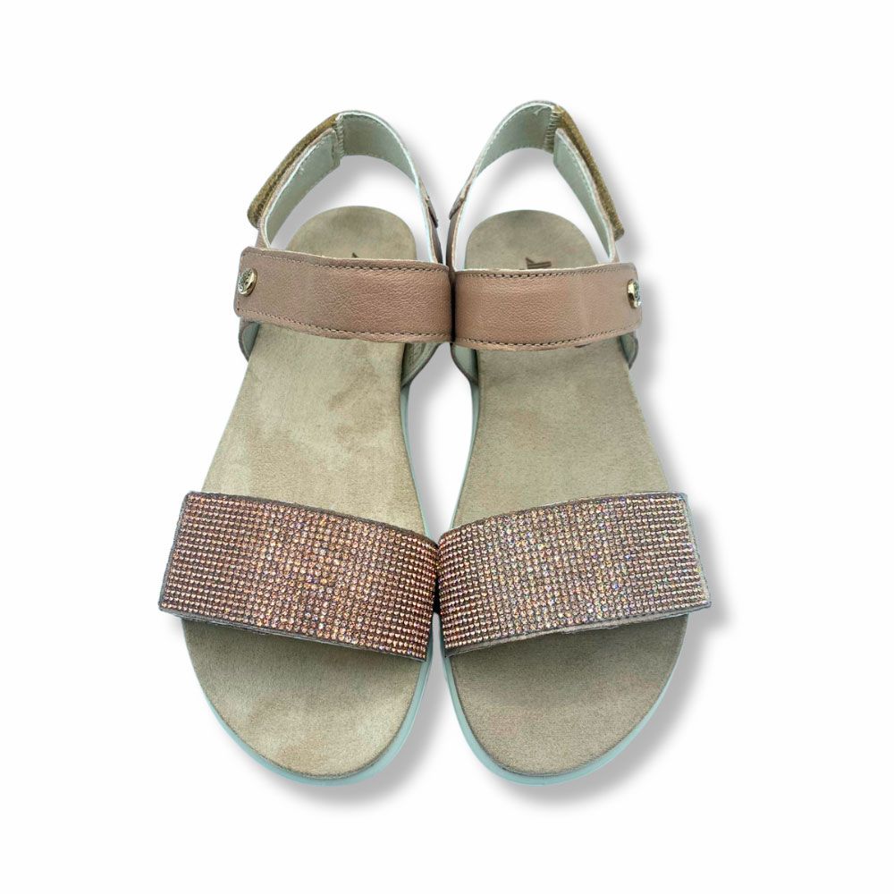 Sandalias piel y brillos con cierre de velcro, súper ligeras y cómodas para mujer de Imac.