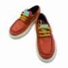 Náuticos lona color rojo con refuerzos de piel del mismo color, cordones amarillos de la nueva colección para hombre de Art Metropolitan Shoes.
