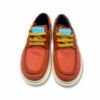 Náuticos lona color rojo con refuerzos de piel del mismo color, cordones amarillos de la nueva colección para hombre de Art Metropolitan Shoes.