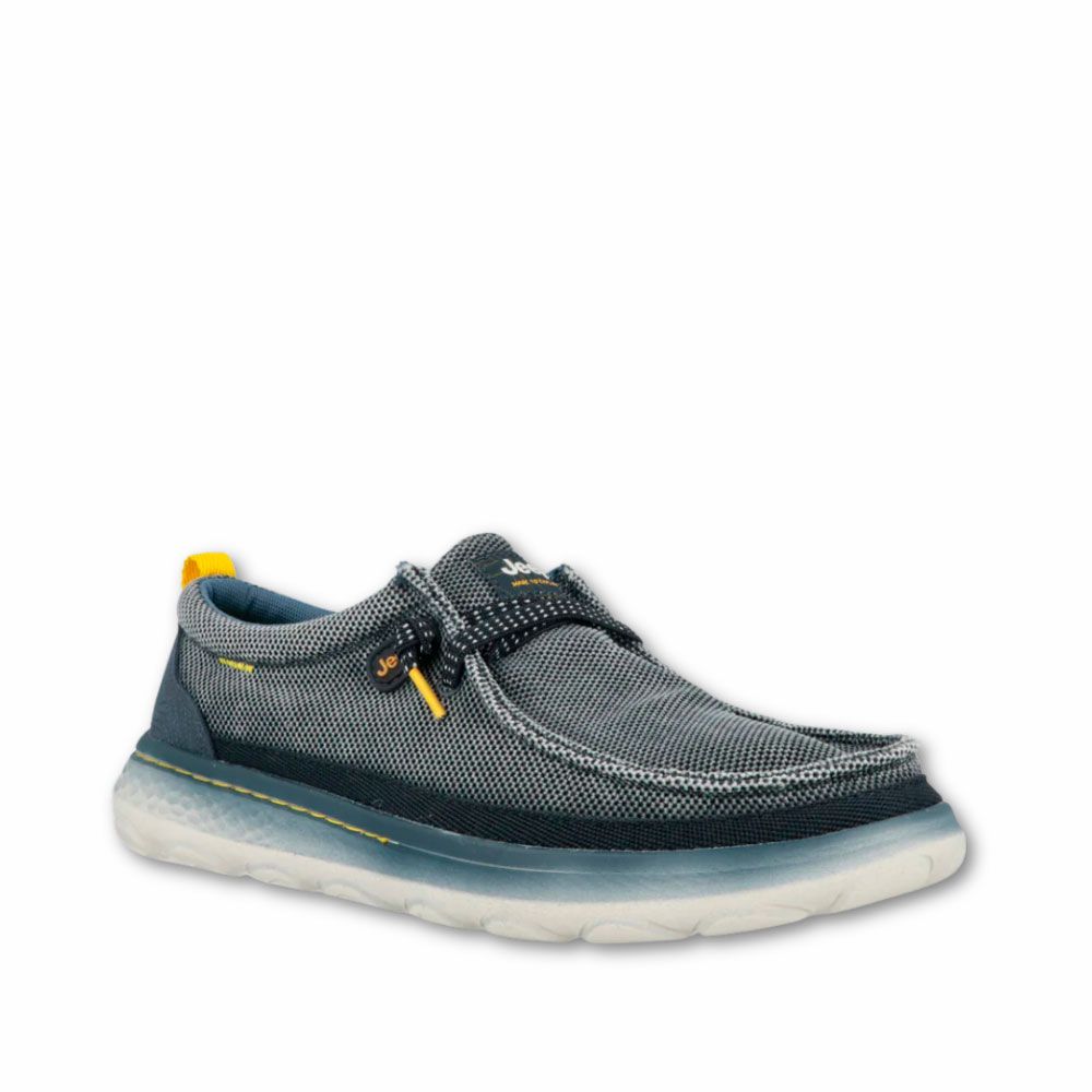 Mocasines de tejido azul con cordones y suela de goma ligera de Jeep para hombre.