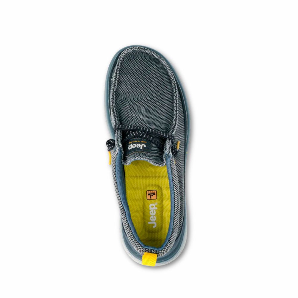 Mocasines de tejido azul con cordones y suela de goma ligera de Jeep para hombre.