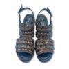 Sandalias de cuero trenzado color marrón oscuro metalizado con plataforma y tacón bloque alto de Pons Quintana.