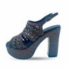 Sandalias de cuero trenzado color marrón oscuro metalizado con plataforma y tacón bloque alto de Pons Quintana.