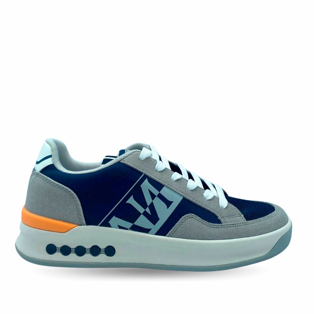 Zapatillas deportivas de piel color gris, cierre con cordones y suela de goma bicolor antideslizante de Napapijri.