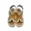 Sandalias de ante marrón con costuras y tacón plataforma de rafia de la nueva colección de Mou.