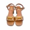 Sandalias de plataforma piel color cuero y rafia con calabrote de Befree.