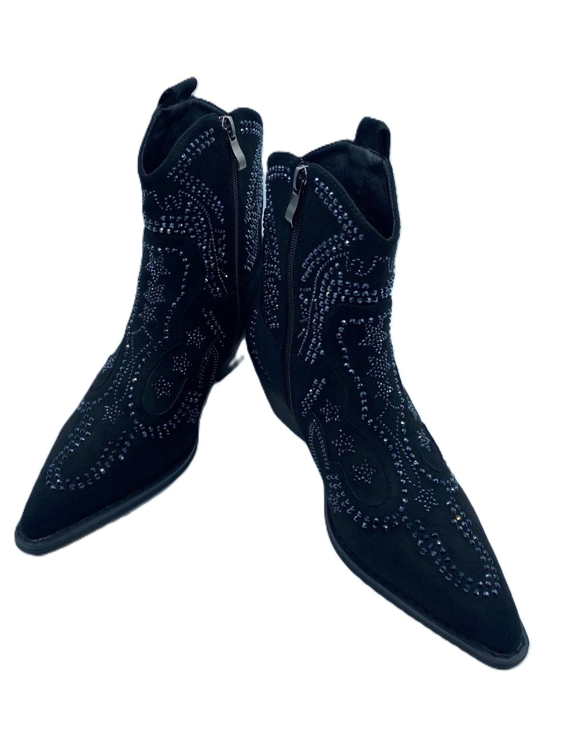 Botin campero con brillantes negro 049