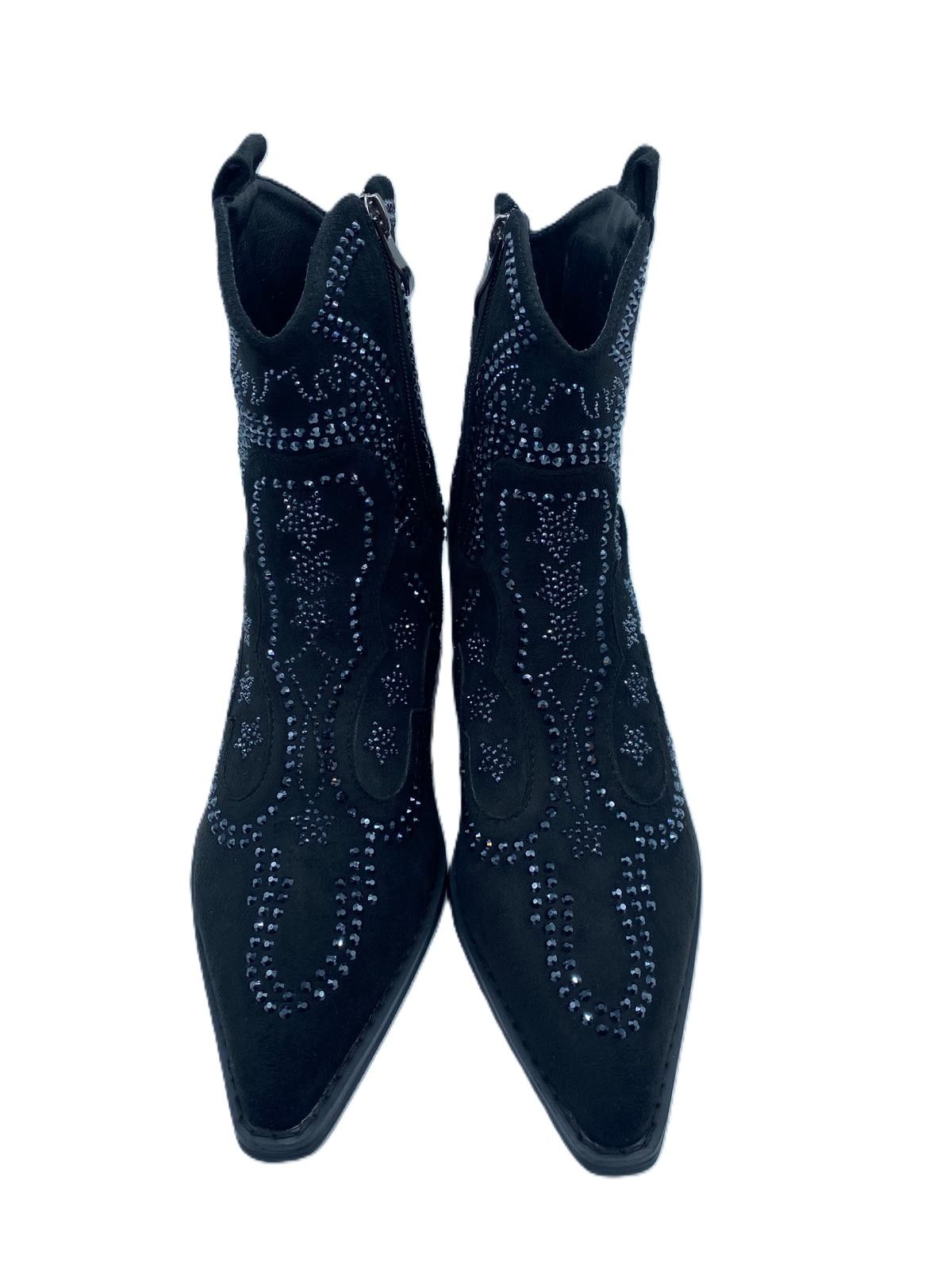 Botin campero con brillantes negro 050