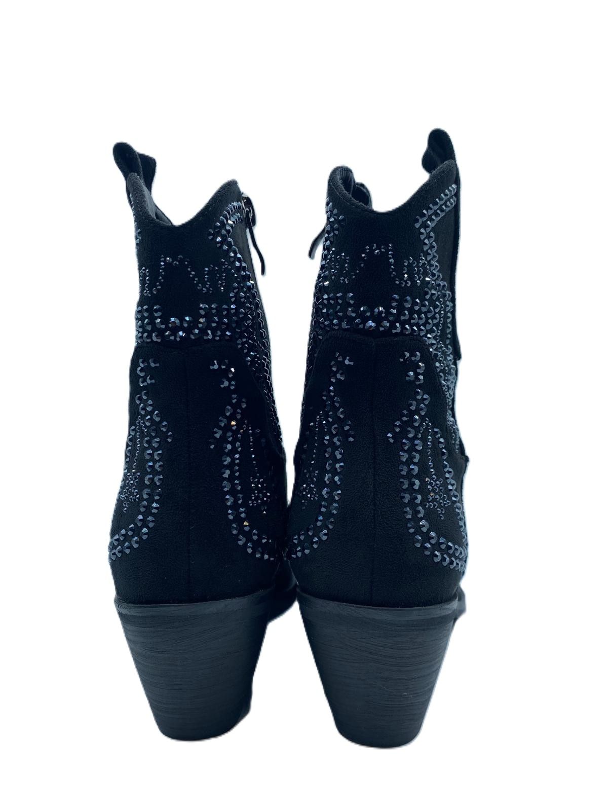 Botin campero con brillantes negro 051