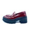 Mocasín co hebilla decorativa, tacón alto charol burdeos de Art 0027
