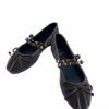 Zapato plano en terciopelo con doble hebilla - Marrón 053
