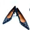 Zapatos tacón alto - Angel Halarcon negro con tachuelas en dorado 019