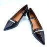 Zapatos tacón bajo - Angel Halarcon negro con ribete dorado 011