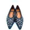 Zapatos tacón plano - Angel Halarcon negro con tachuelas en dorado 015