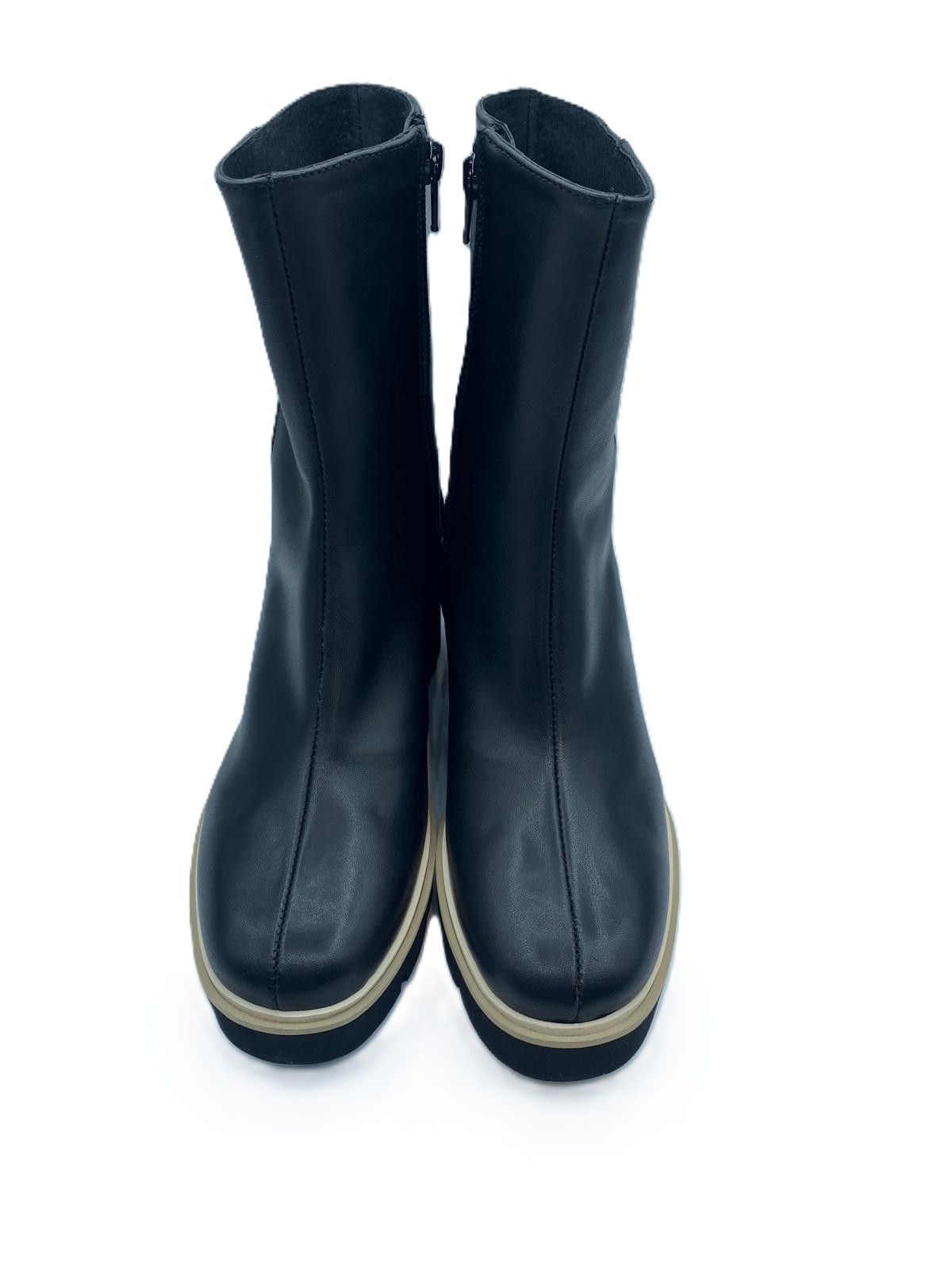 Bota de cuña con adorno beige - Negro 0033