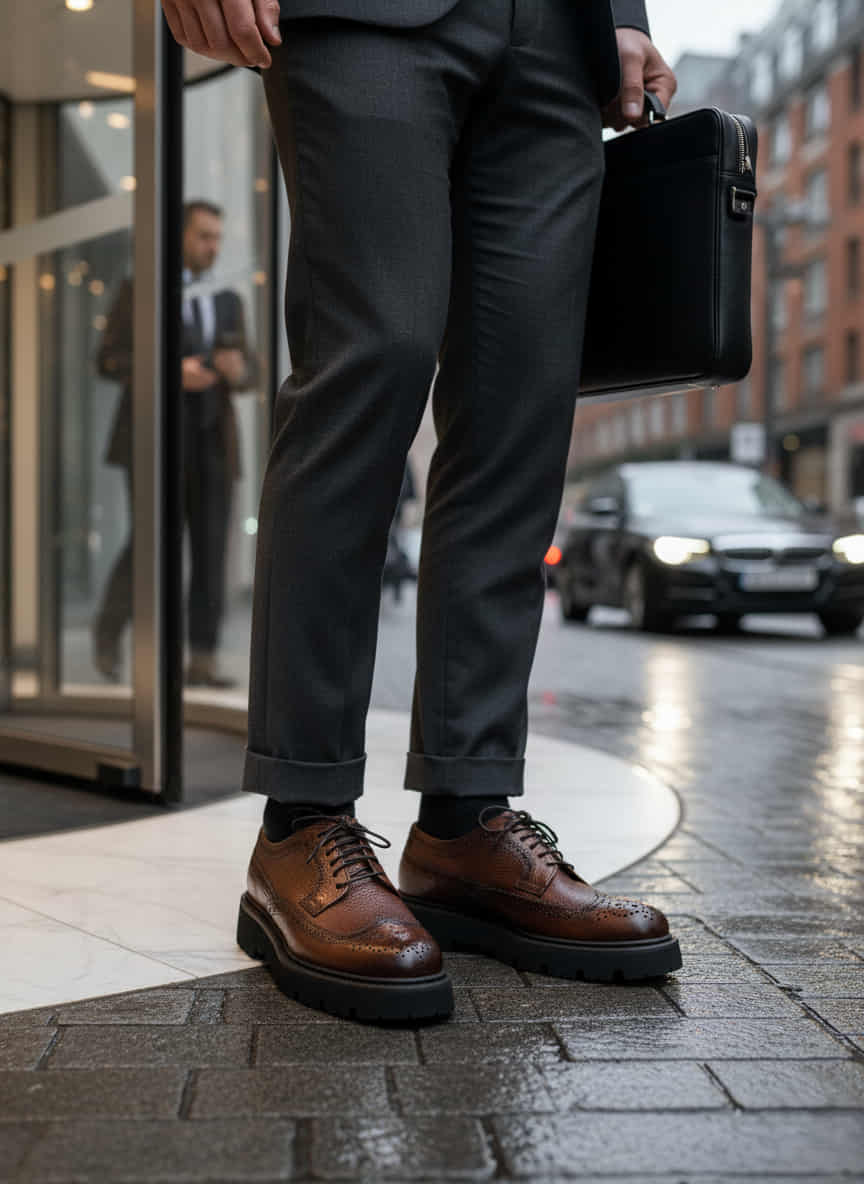 Outfit Zapato de hombre con cordones con grabado - marrón brandy