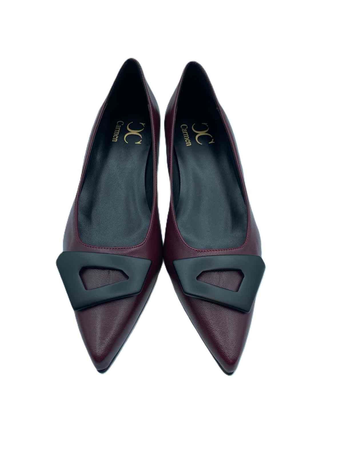Zapato de salon tacon bajo burdeos 0007