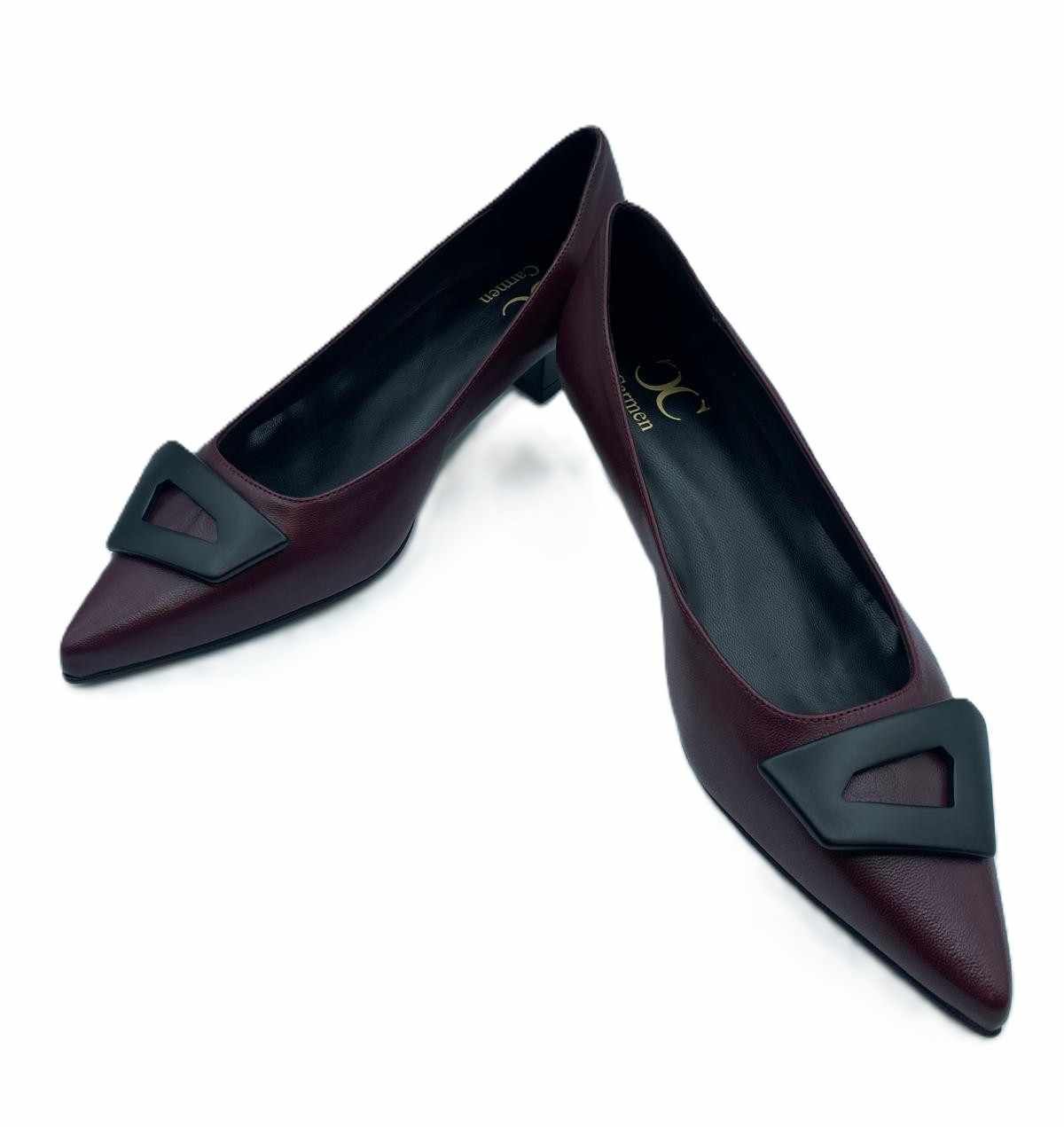 Zapato de salon tacon bajo burdeos 0008