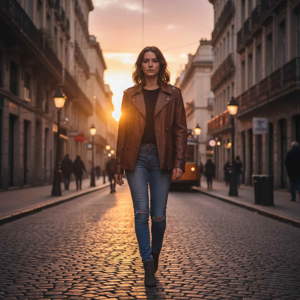 Outfit colección moda de cazadora estilo aviador