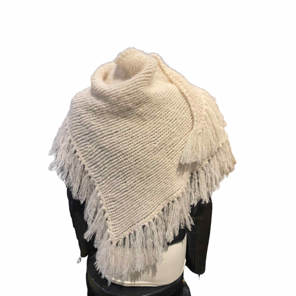 Chal de alpaca y seda hecho a mano trasero . blanco Chal de alpaca y seda hecho a mano trasero . blanco