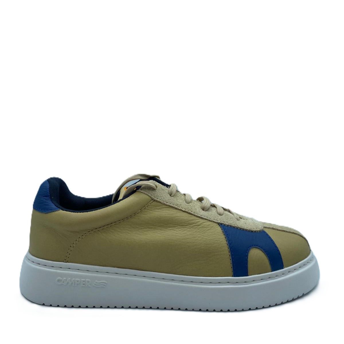 Zapatilla de hombre con cordones - Beige y azul 002