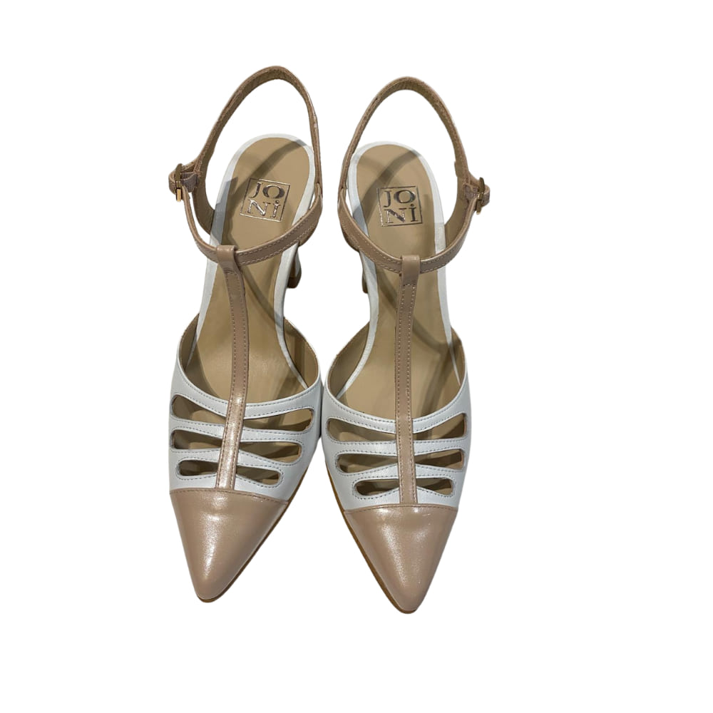 Zapato bicolor en blanco y nude JONI frente