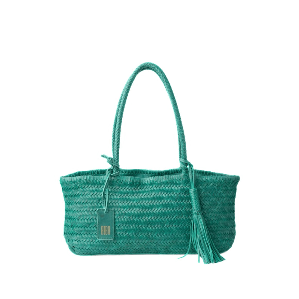 Bolso Trenzado Perkins Turquesa de BIBA