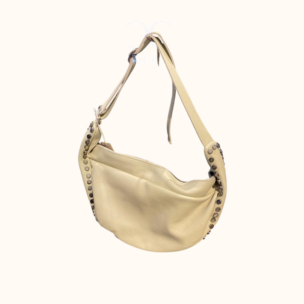 Bolso de piel Bowie con tachuelas de BIBA Beige