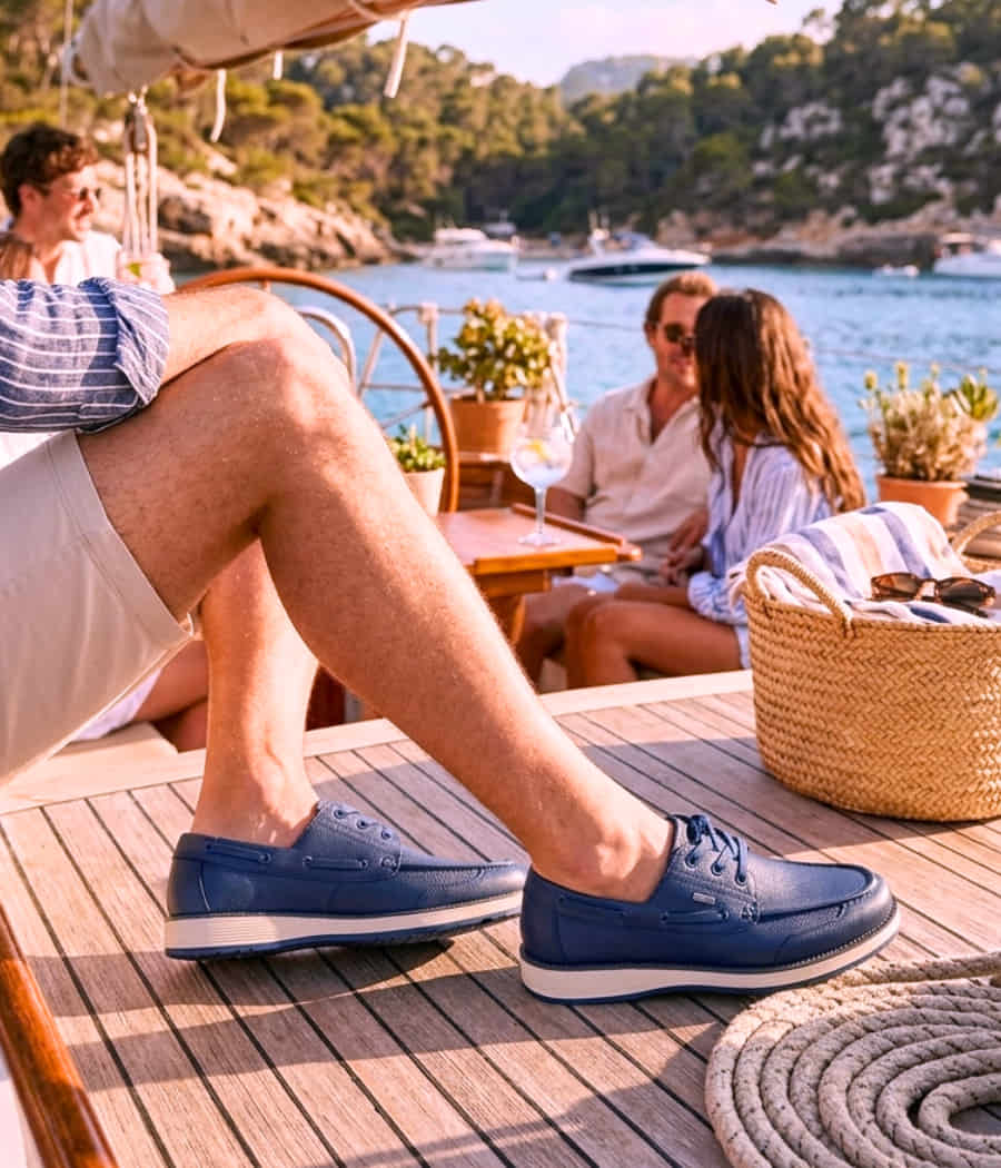 Outfit chico calza unos naúticos de color azul Comfort
