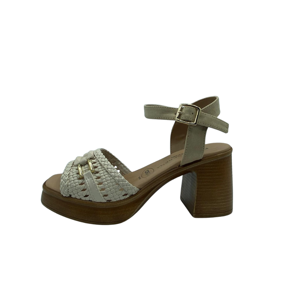 Sandalia Plataforma Trenzada Beige