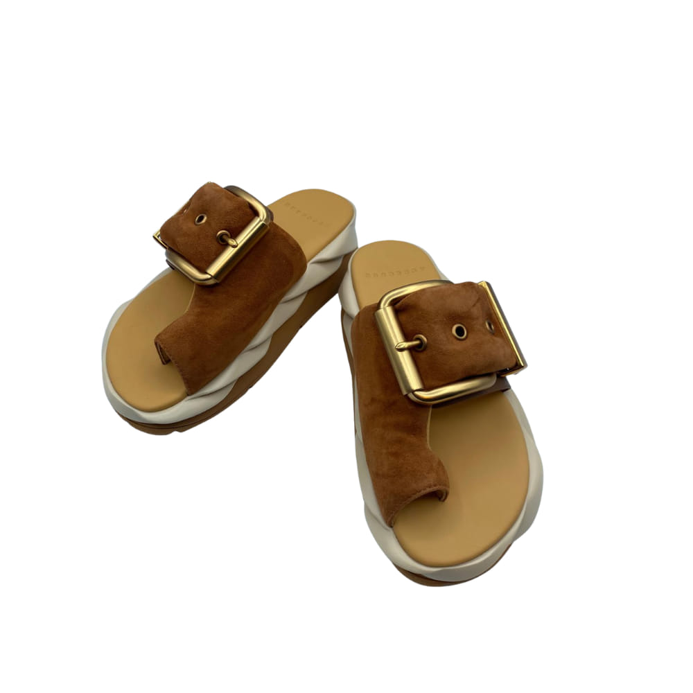 Sandalia Ring toe Velour Marrón perfil Sandalia Ring toe Velour Marrón perfil