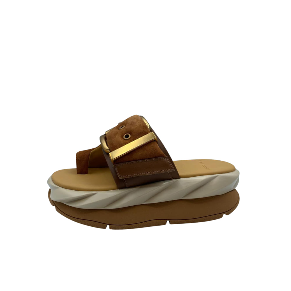 Sandalia Ring toe Velour Marrón