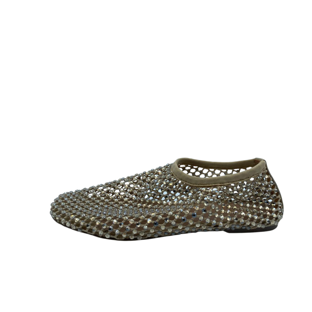 Sandalia baja Rejilla Strass dorada