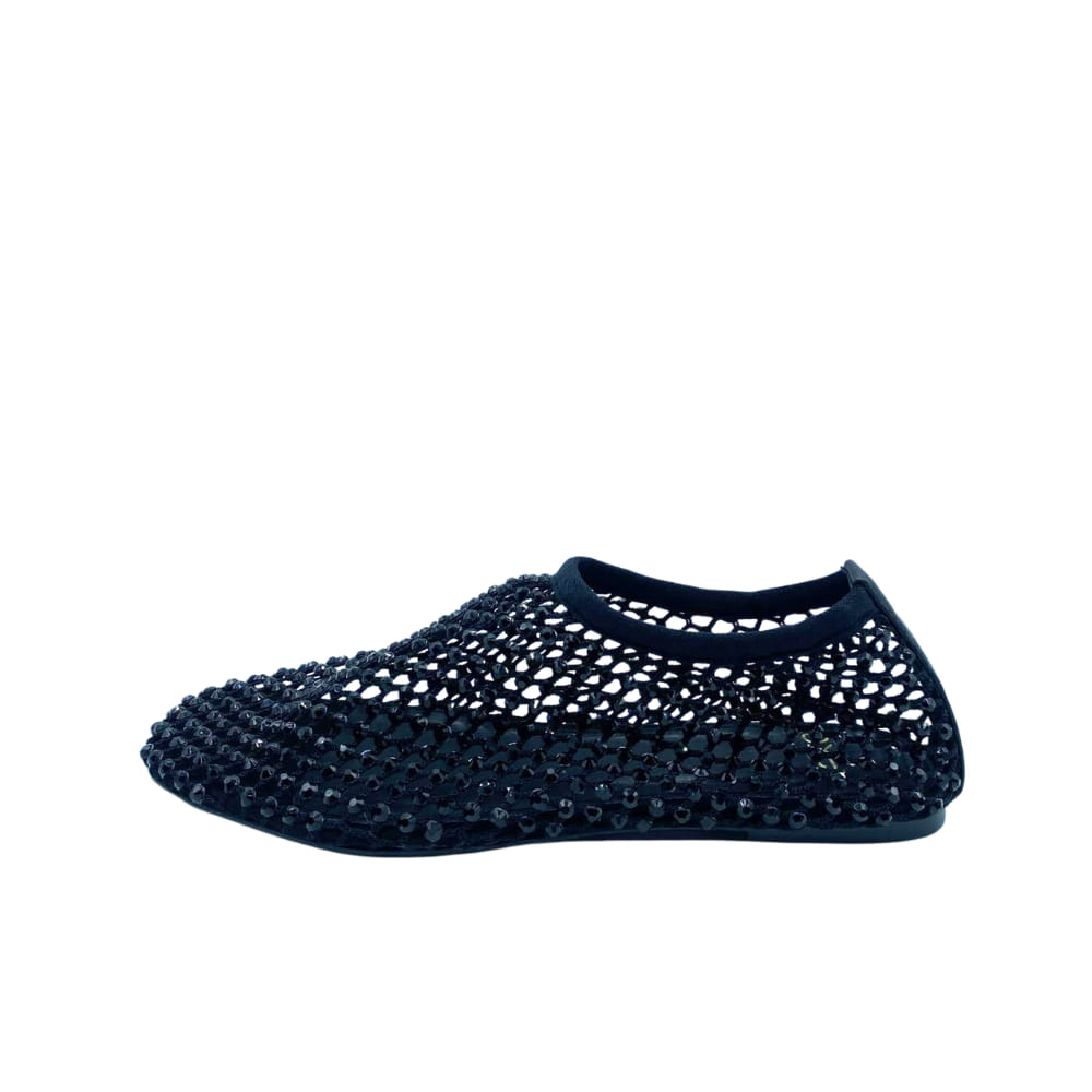 Sandalia baja Rejilla Strass Sandalia baja Rejilla Strass negro
