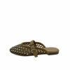Sandalia mule perforada con hebilla y piedras strass en camel