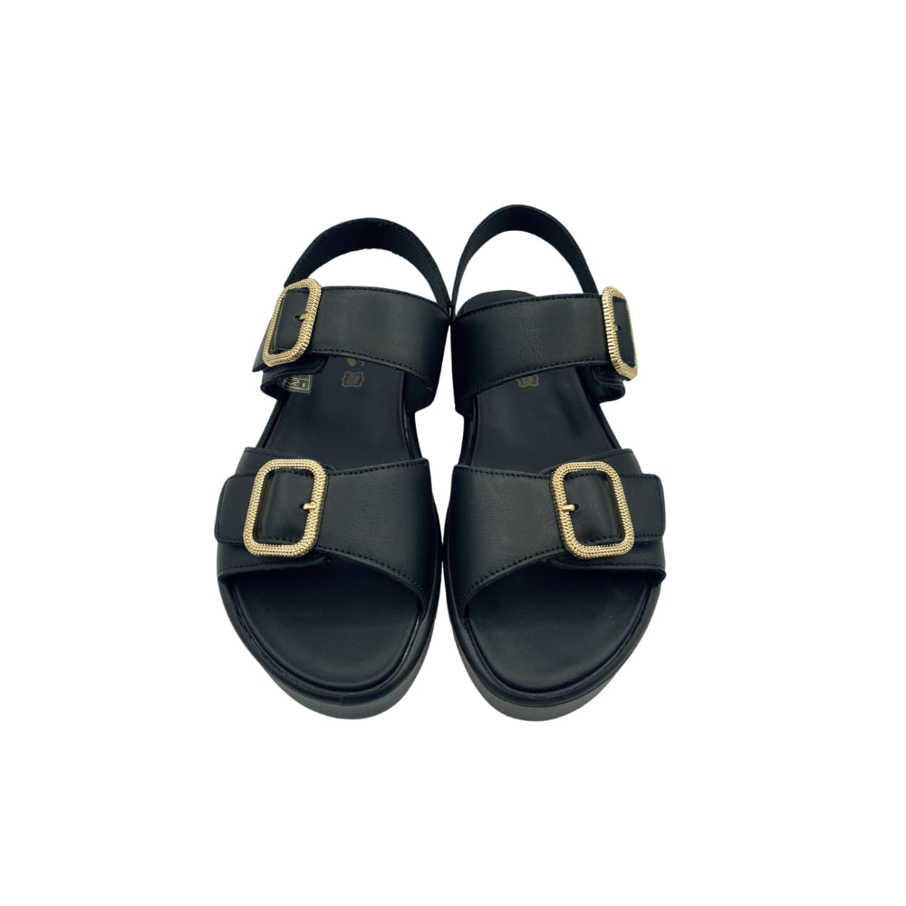 Sandalias Plataforma con doble hebilla Black IMAC frente Sandalias Plataforma con doble hebilla Black IMAC frente