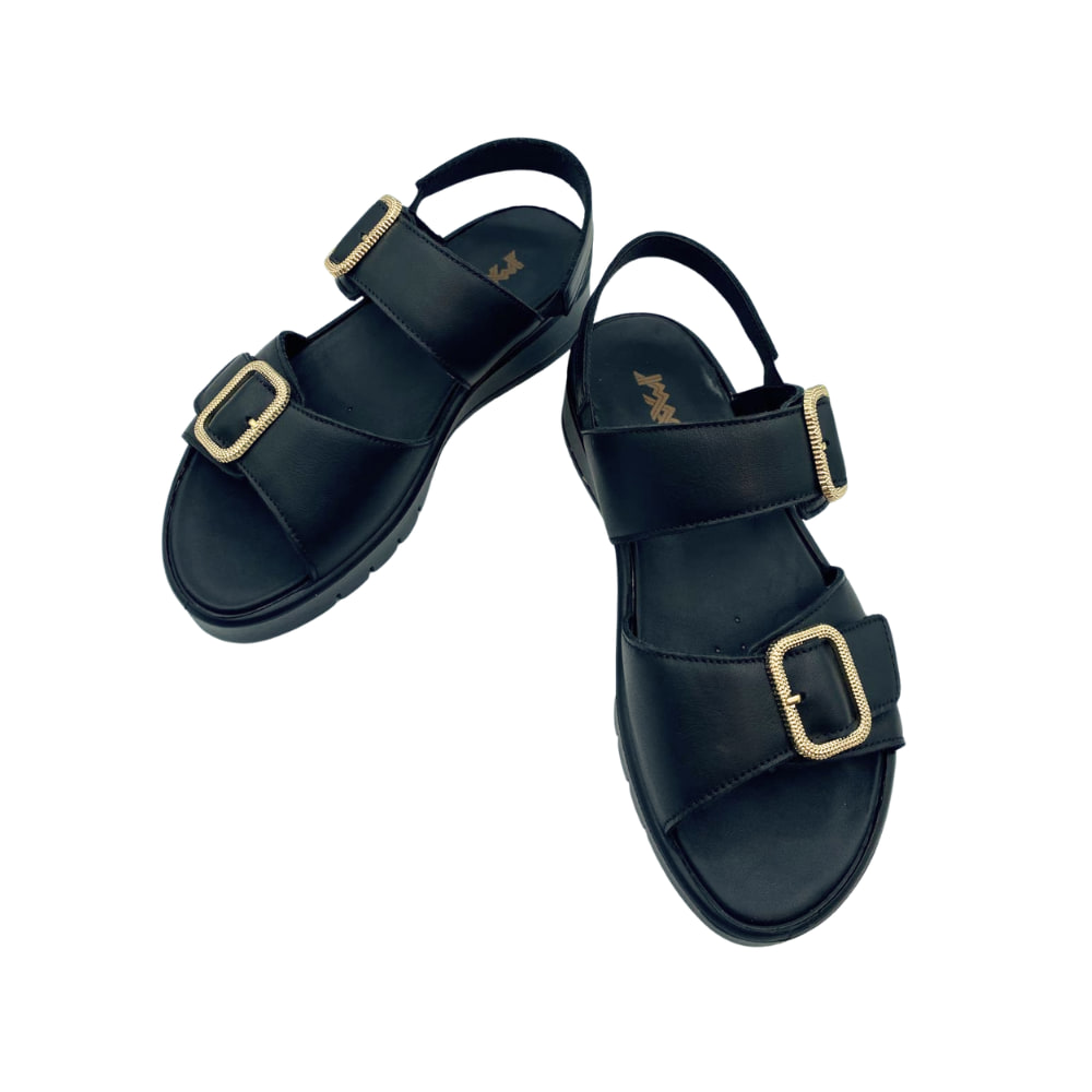 Sandalias Plataforma con doble hebilla Black IMAC perfil Sandalias Plataforma con doble hebilla Black IMAC perfil