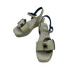 Sandalias de piel con acabado natural en beige perfil - By Carmen
