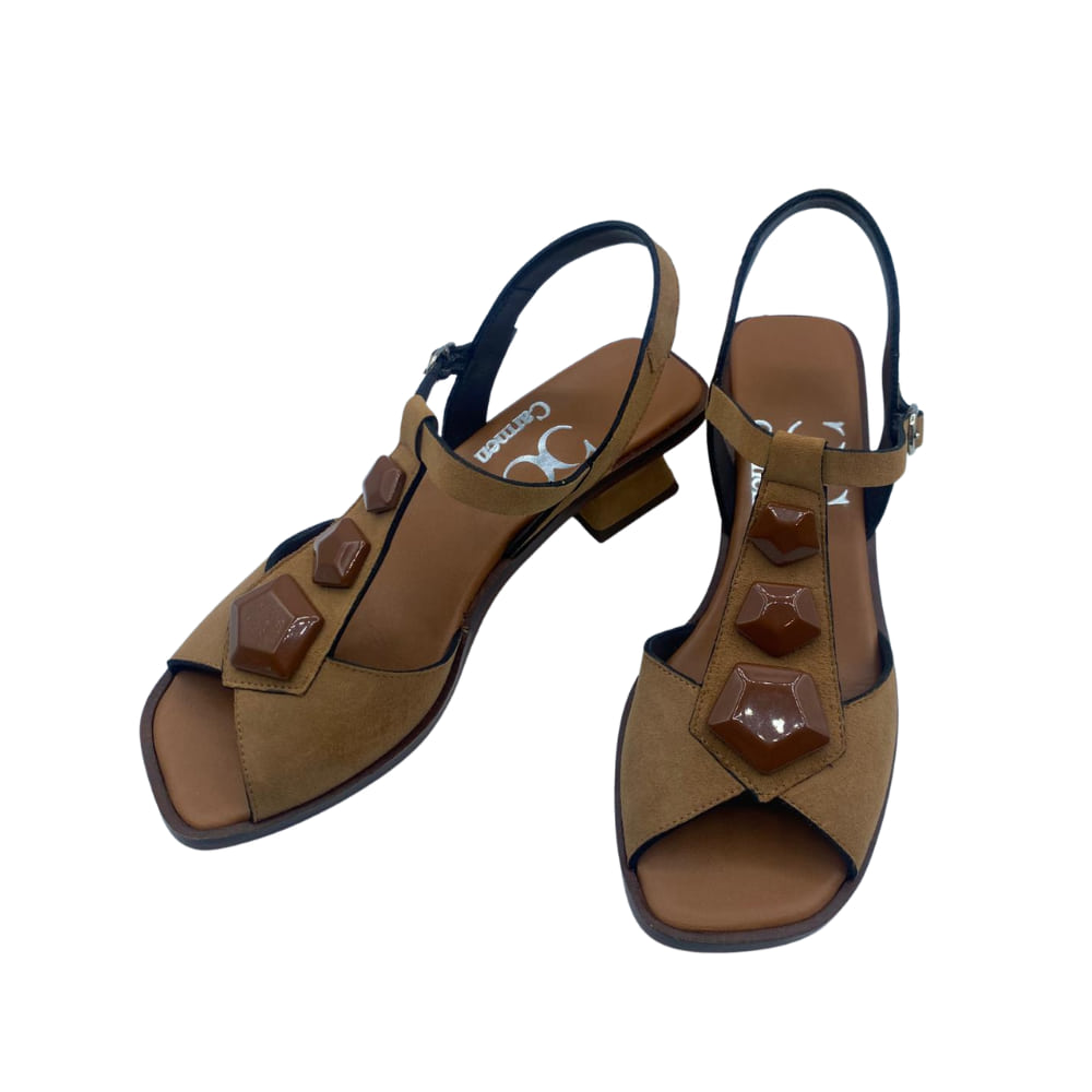 Sandalias de piezas geométricas perfil Camel