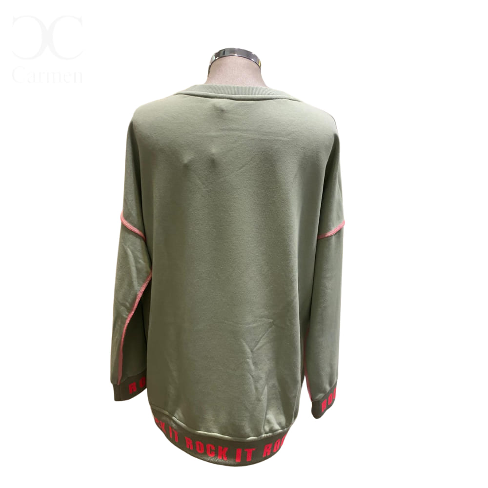 Sudadera verde Rock It trasera con gomas elásticas