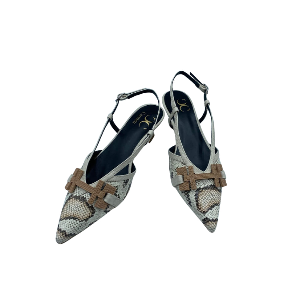 Zapato Salon Beige Grabado Serpiente perfil Zapato Salon Beige Grabado Serpiente perfil