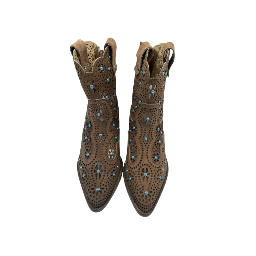 Botin campero con apliques turquesa frente