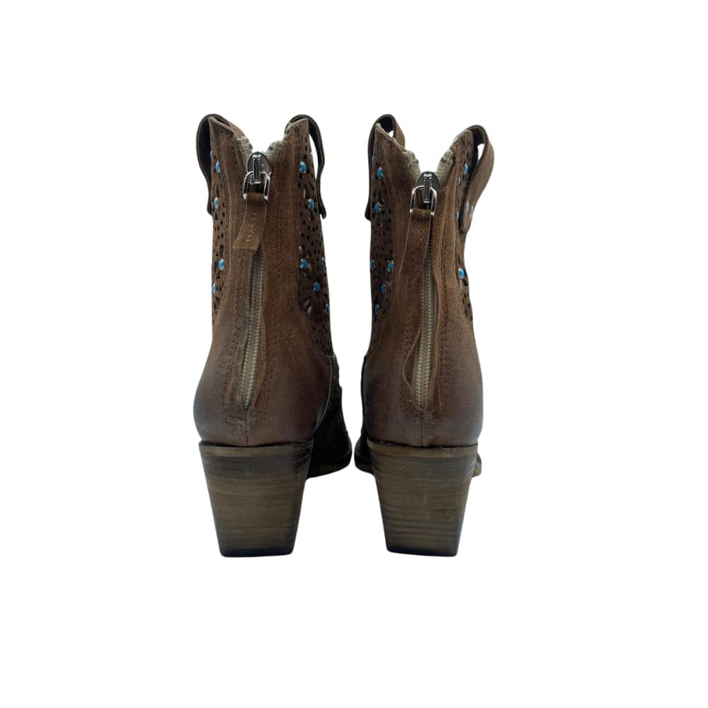 Botin campero con apliques turquesa trasera