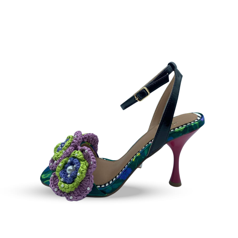 Sandalias Tacón Divina con combinaciones de color y texturas de vértigo.