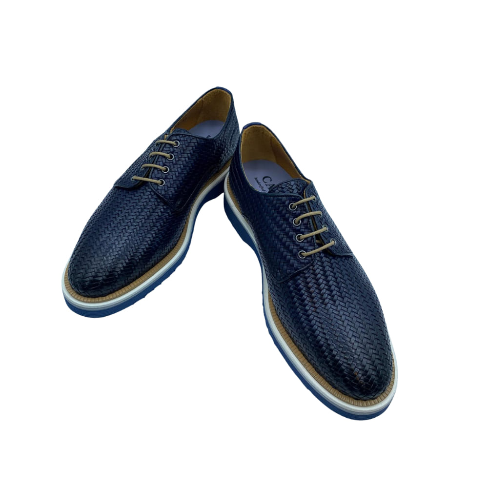 Zapato Blucher de Rejilla Calce Azul de hombre perfil