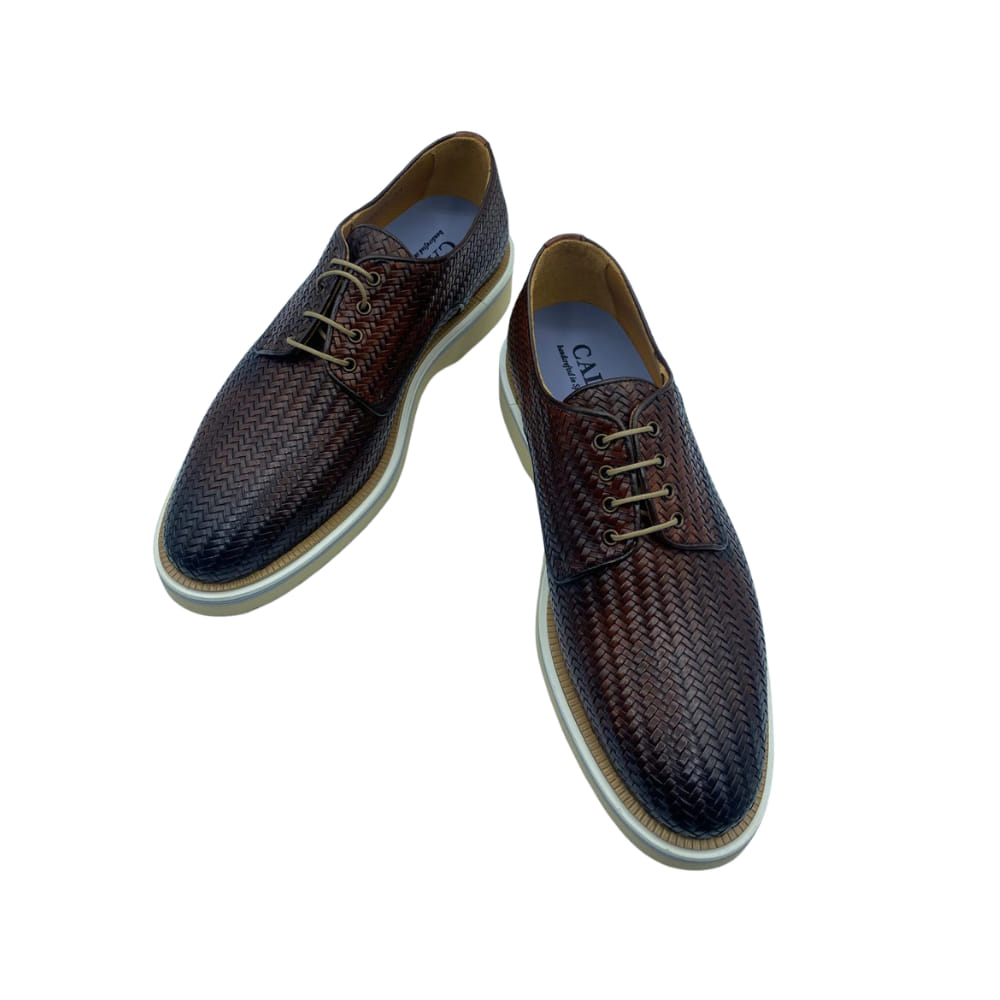 Zapato Blucher de Rejilla Calce Marron de hombre perfil