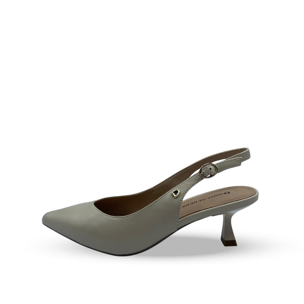 Zapato Destalonado Taupe perfil Zapato Destalonado Taupe con cierre de hebilla