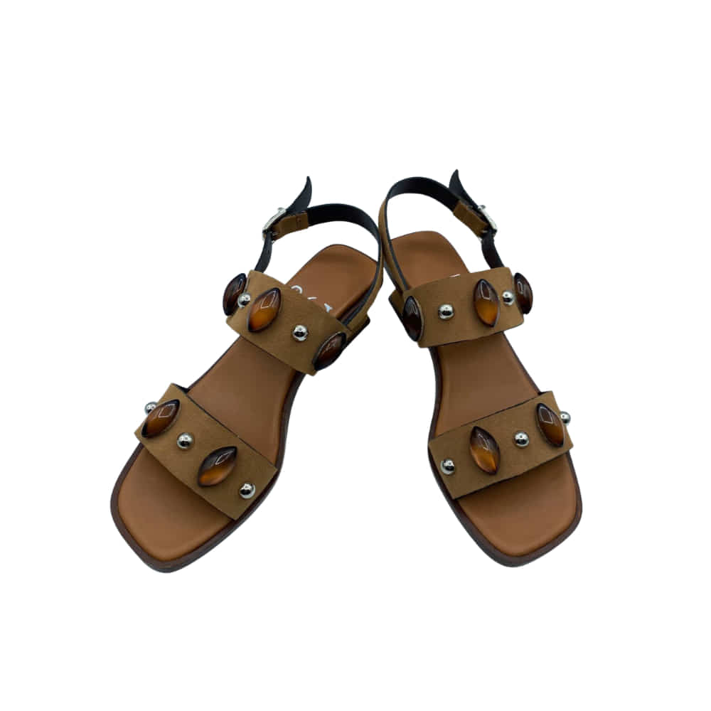 Sandalia Velour Cuero con detalles Ágata y Oro perfil Sandalia Velour Cuero con detalles Ágata y Oro perfil